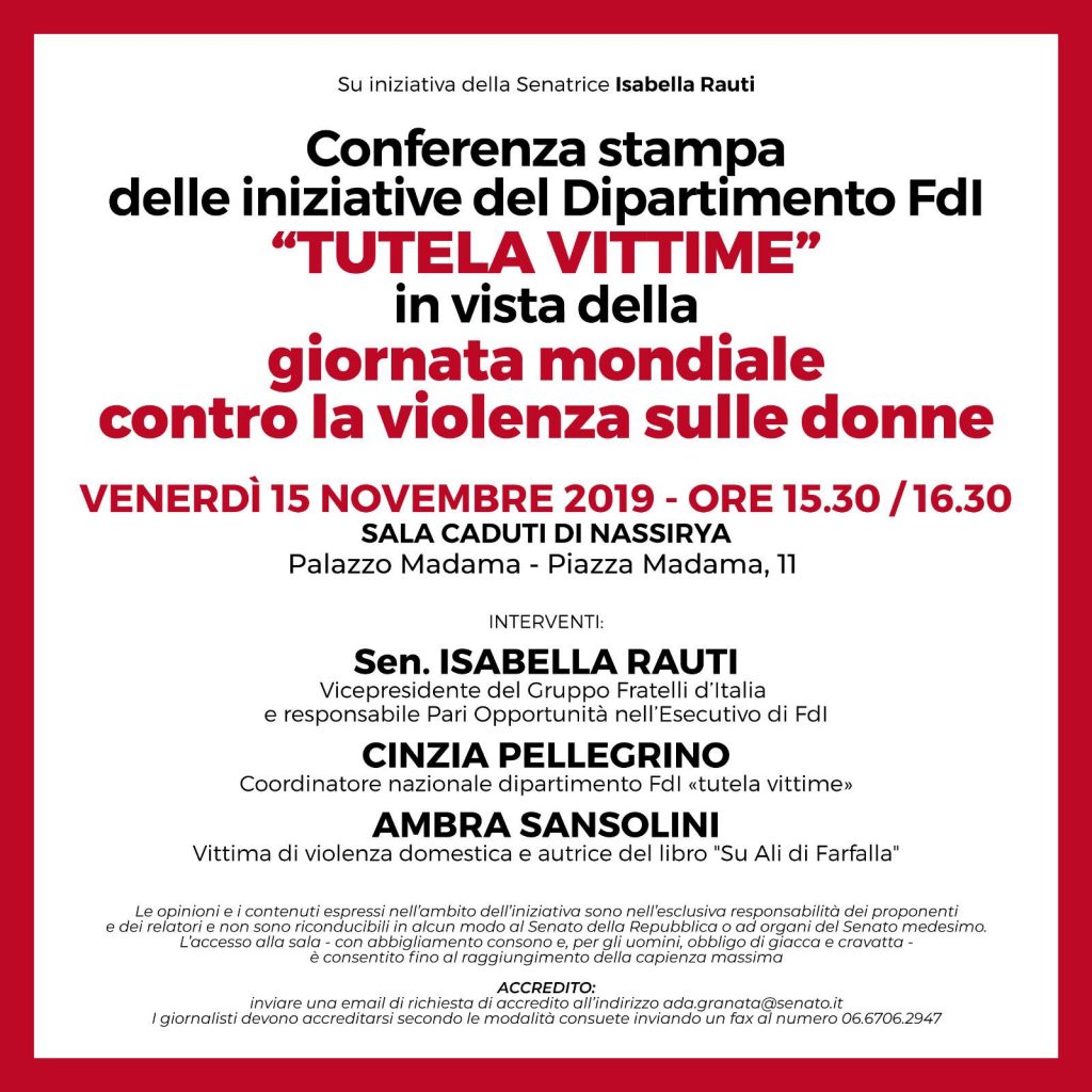 Conferenza stampa Fratelli d’Italia per la giornata mondiale contro la violenza sulle donne